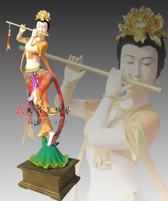 彩繪描金笛子伎樂(lè )天